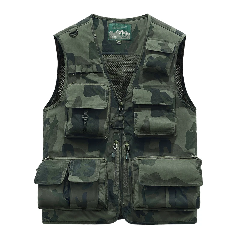 Unloading Tactical Vest Camo Coat Fashion Men Summer Waistcoat Mesh Work Sleeveless Jacket Tool Many Pocket Camouflage Vest Male