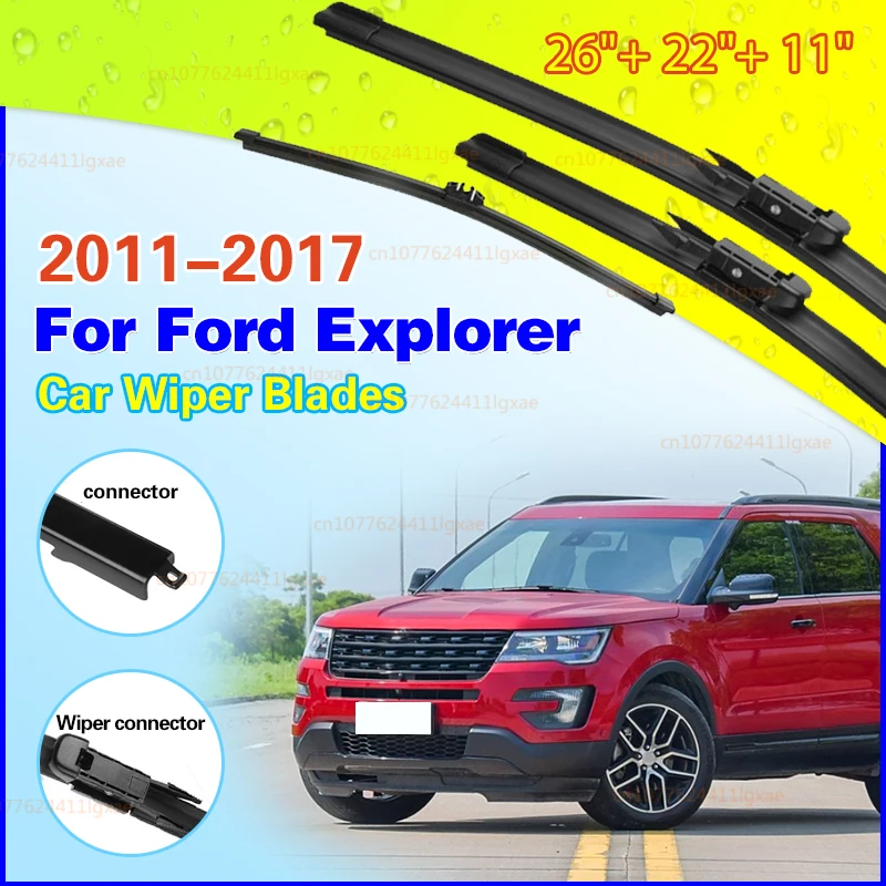 

For Ford Explorer 2011-2017 26"+22"+11" Front Rear Wiper Blades Windshield Windscreen Window Cutter Accessories 2015 2016 2017