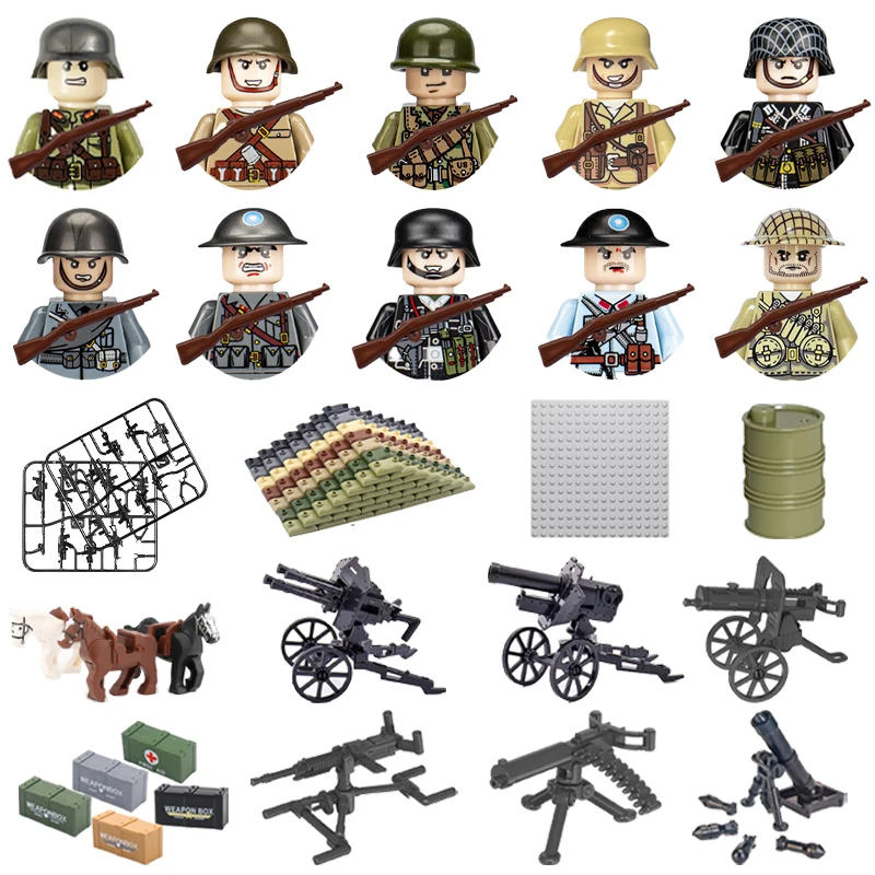 24pcs/batch WW2 Military Character WW2 Army Building Blocks Military Soldier Character Building Blocks Kids Holiday Gift Toys view 2