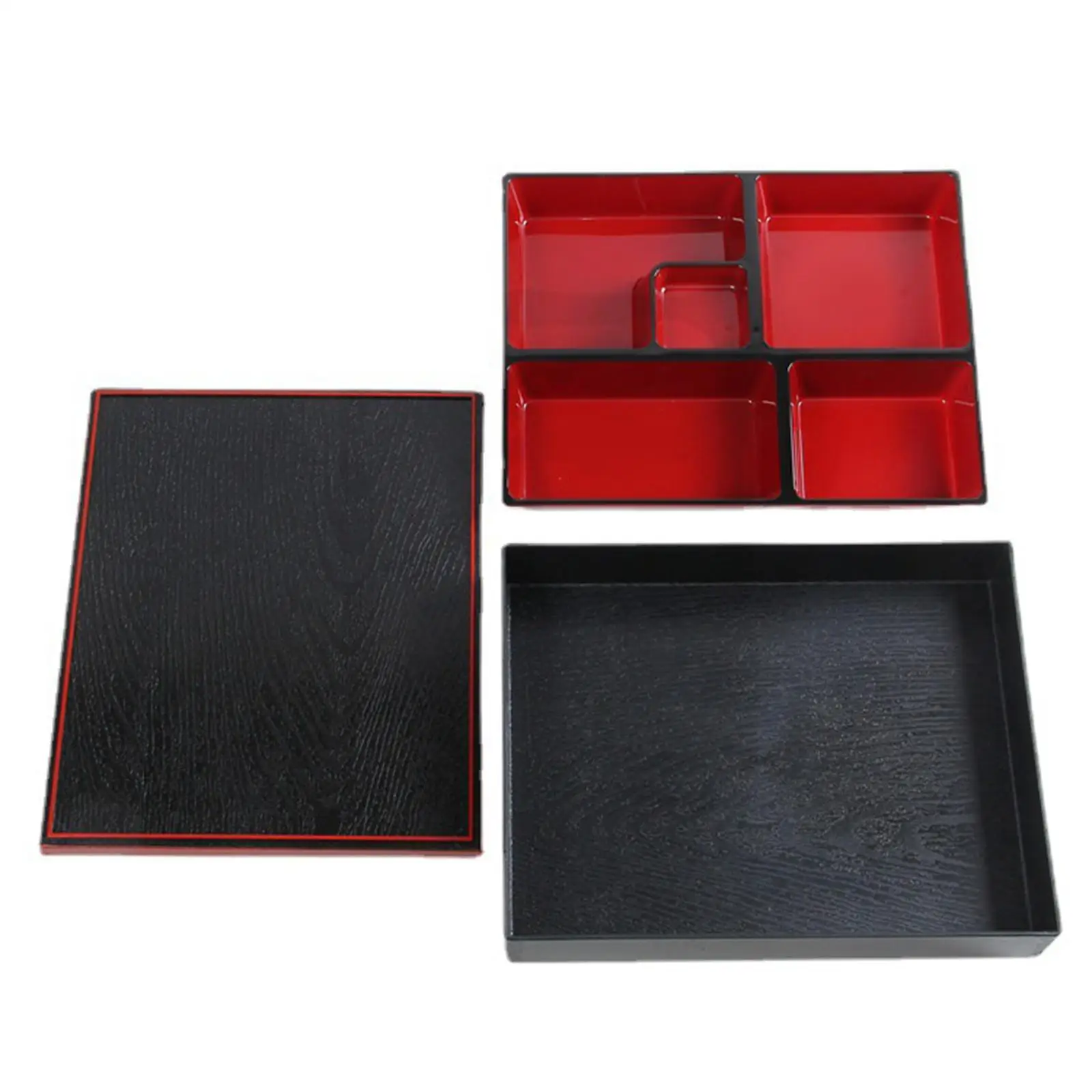 Bento Box giapponese rosso e nero con coperchio Lunch Box per Office Home Business