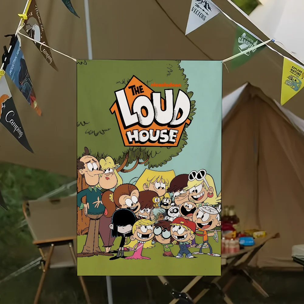 الرسوم المتحركة الكرتونية L-Loud H-House العلم لغرفة المعيشة المنزل النوم فن الديكور المنزل حفلة نزهة ديكور راية #1
