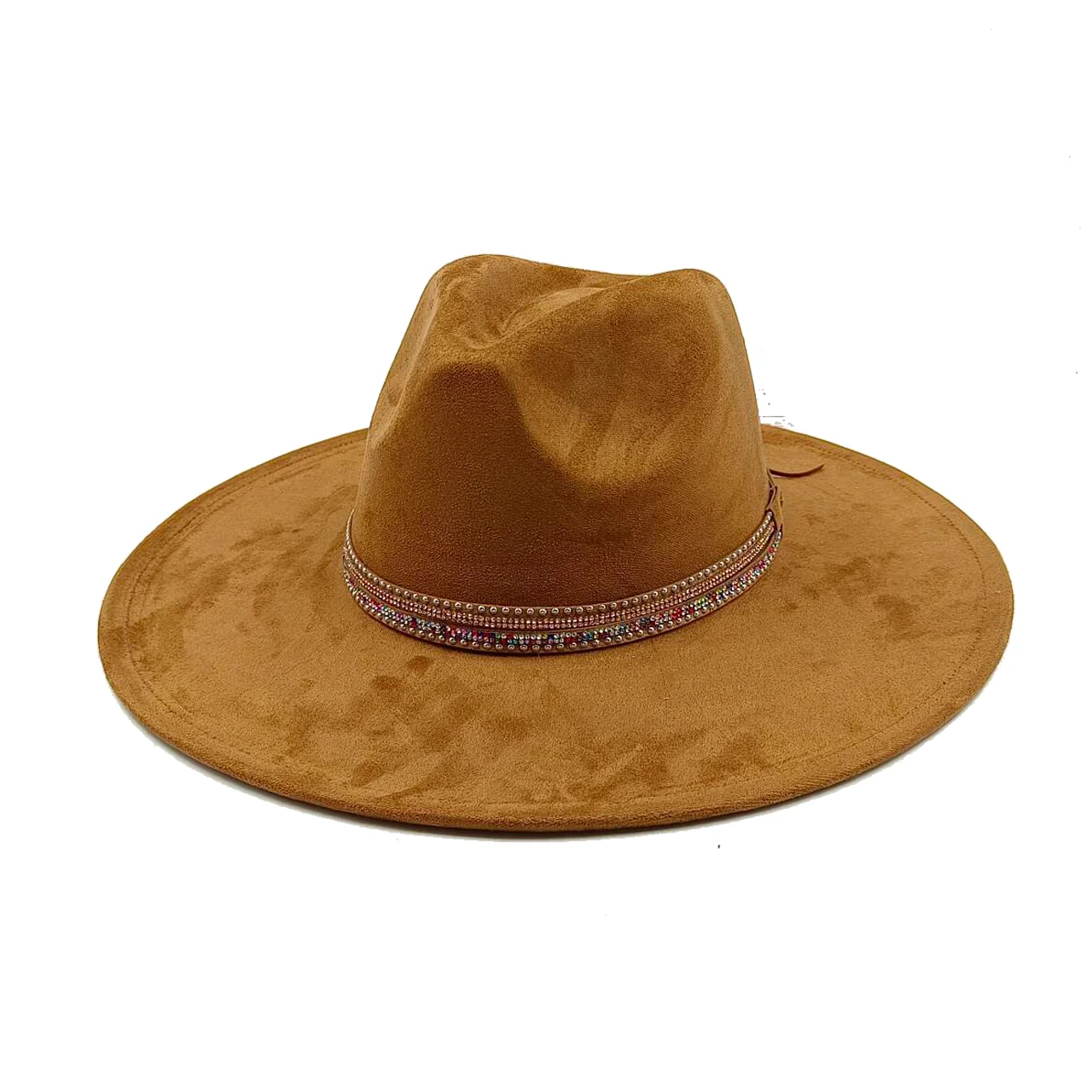 Wegański zamszowy kapelusz fedora wielokolorowy top w kształcie serca 9,5 cm rondo jazzowy kapelusz panama dla mężczyzn i kobiet chapeau femme — zdjęcie 7