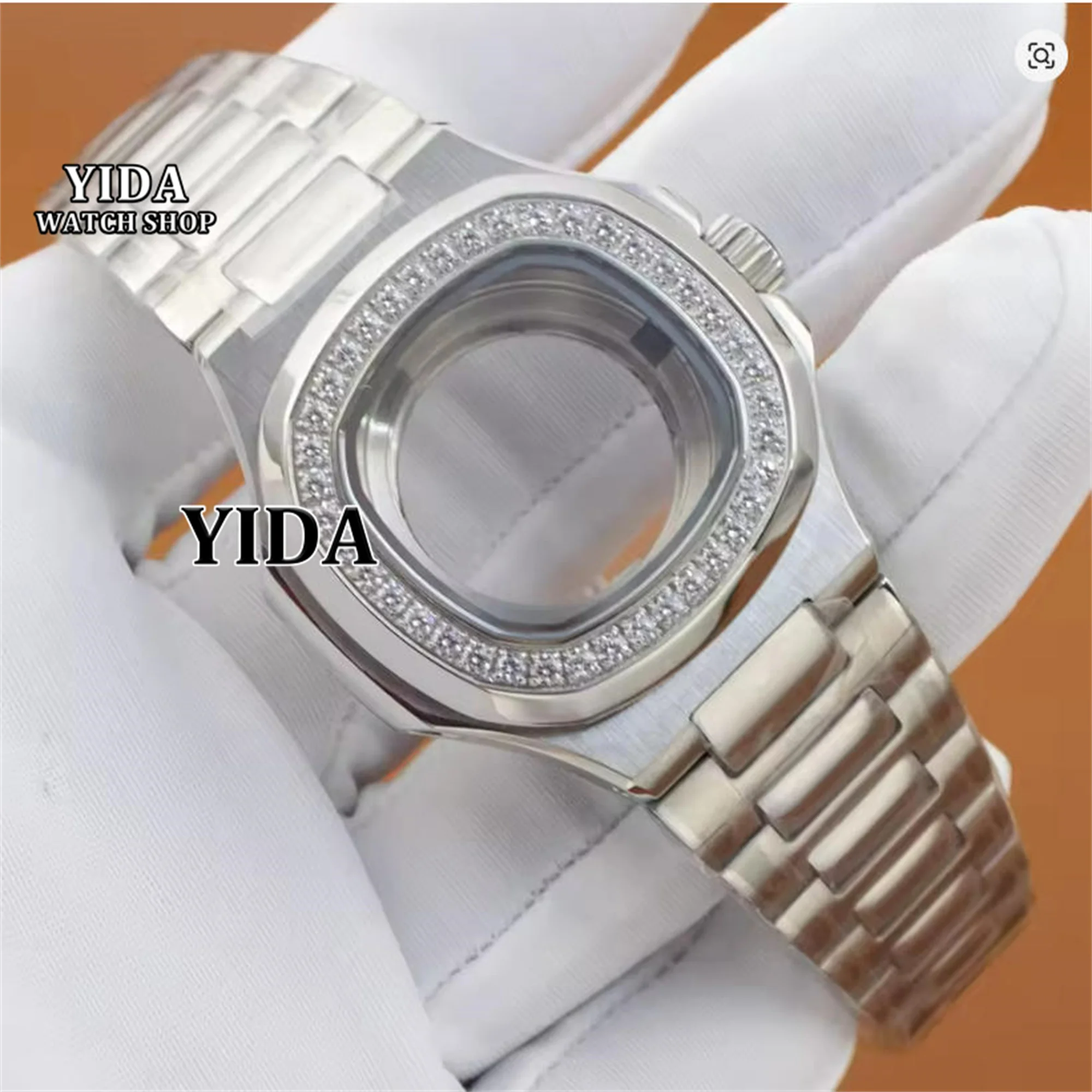 

35mm Diamonds NH05 Case Band for Lady Nautilus Women Stainless Steel Watch Sapphire Crystal fit NH05 NH06 Automatic Movement