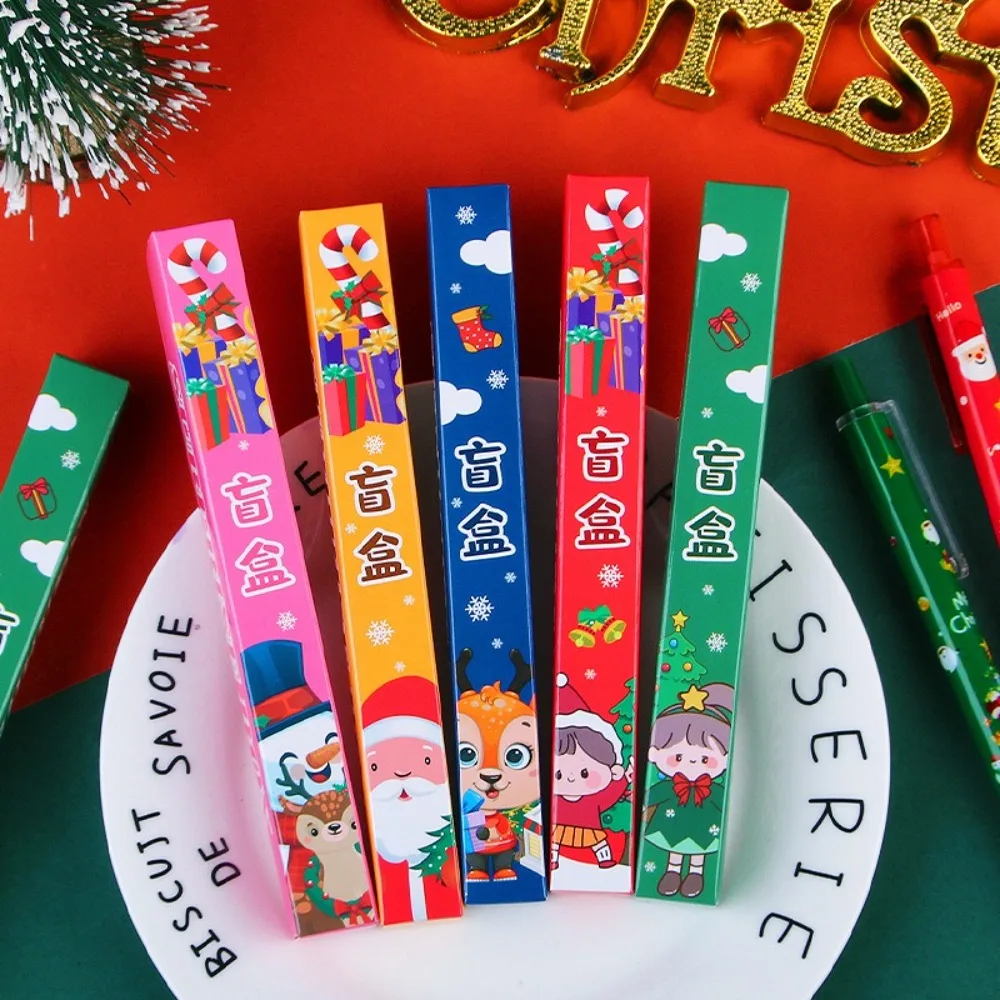 New Cartoon Christmas Blind Box Writing Supplies Press Writing Tool Gel Pen Quick Drying Black Ink Gel Pen Office Accessories