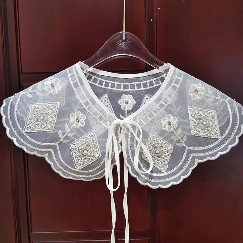 False Collar Women Detachable Collar Dickey Collar Hanfu Shoulder Warp Collar Embroidery Collar Lace Up Neckline Y08E