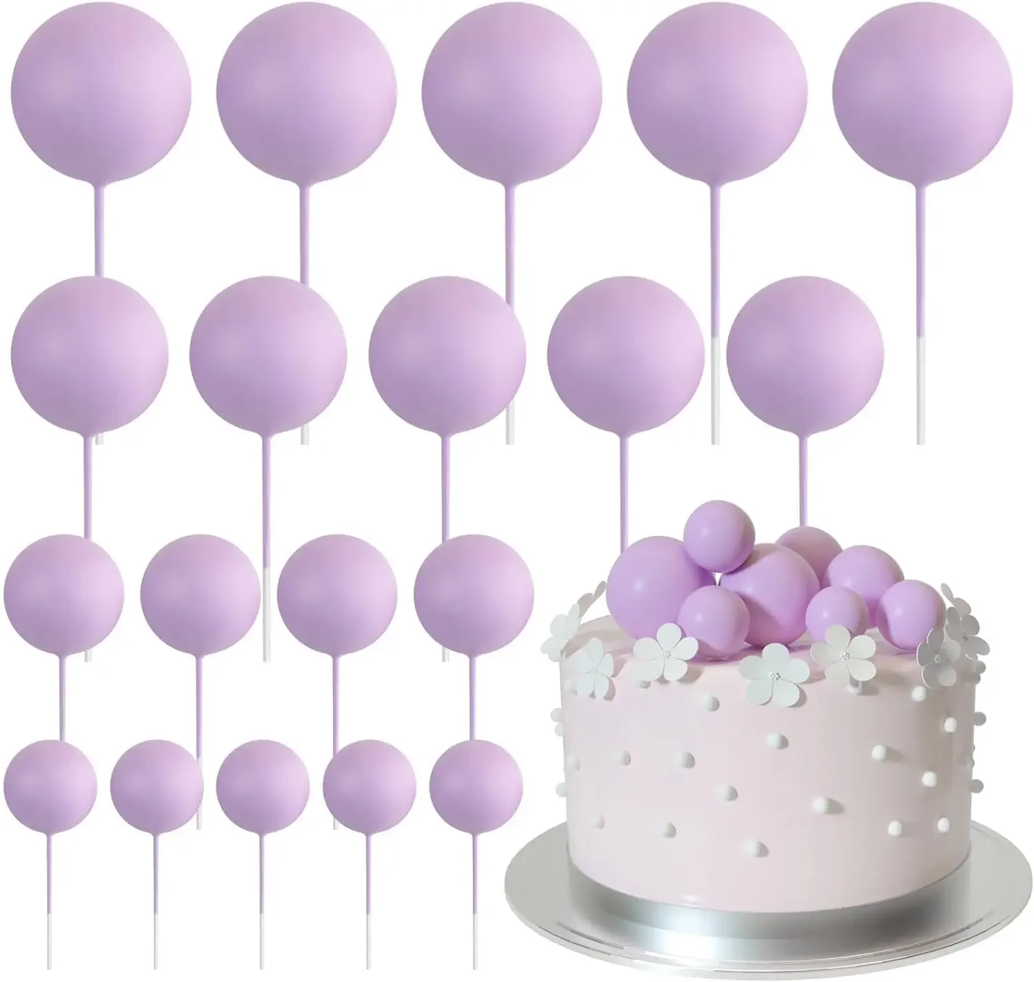 20-teilige Mini-Ballon-Kuchenaufsatz-Dekorationen mit goldenen Kugelpicks – festliche Kuchendekoration für Feiern