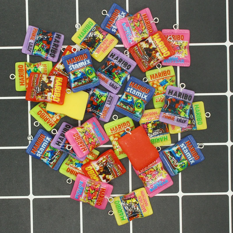 10 قطعة الأوروبية الجميلة الحلوى الراتنج الغذاء السحر محاكاة السكر وجبة خفيفة التعبئة والتغليف حقيبة المعلقات المسطحة لصنع المجوهرات القرط #2