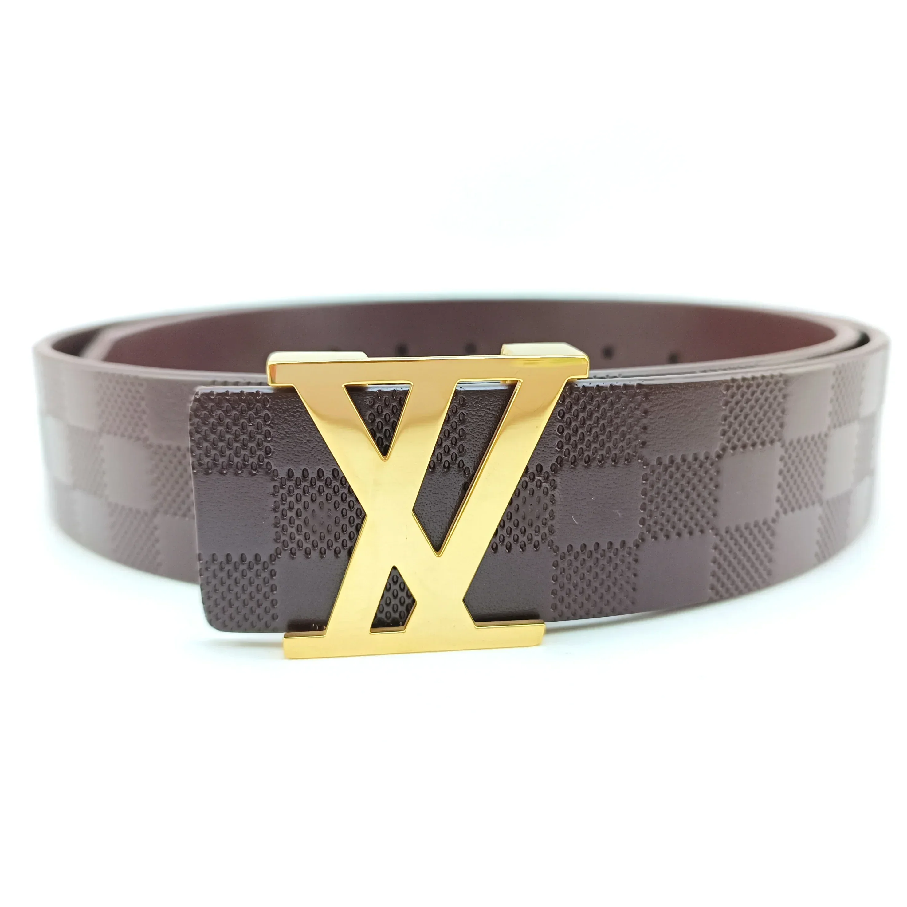 2024 New Men's Young Fashion Belt Men, Casual Trend Smooth Buckle Letter Belt Plaid