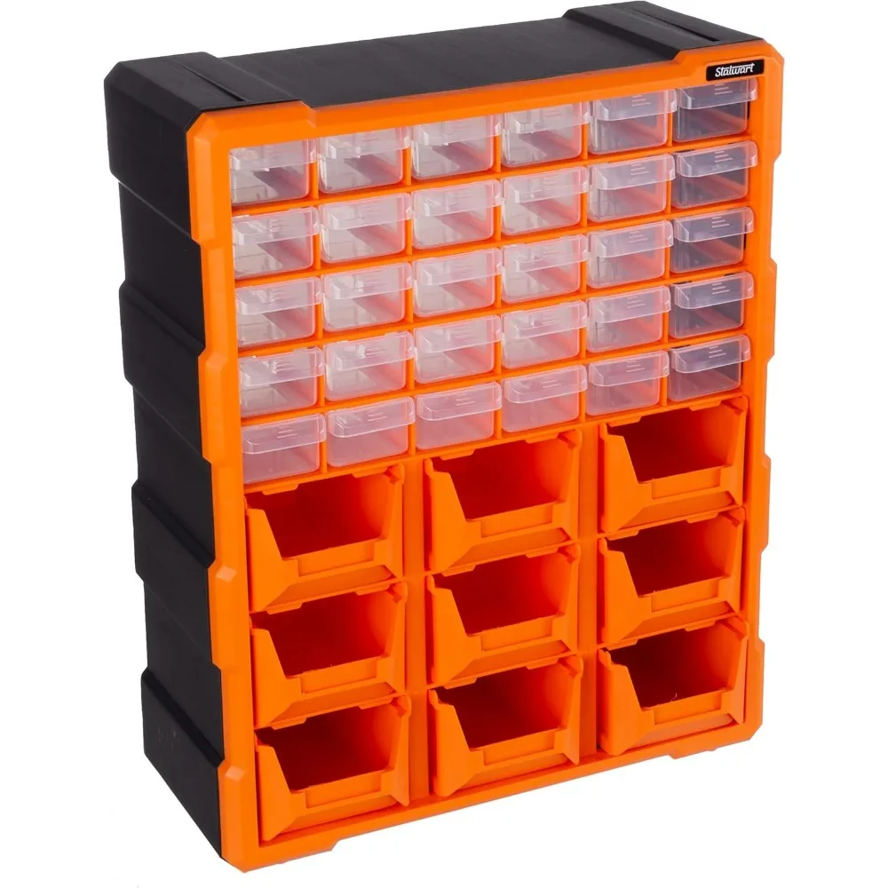 Plastic Storage Drawers - 39-Drawer Screw Organizer - Craft Cabinet for Storing Hardware, Beads, or Toys - Garage Organization