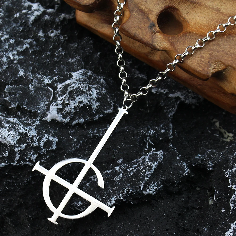 Mysterious Cross Ghost Destiny's Gate Necklace Stainless Steel Punk Cross Ghoul Chain Ghost Band  Jewelry Gift