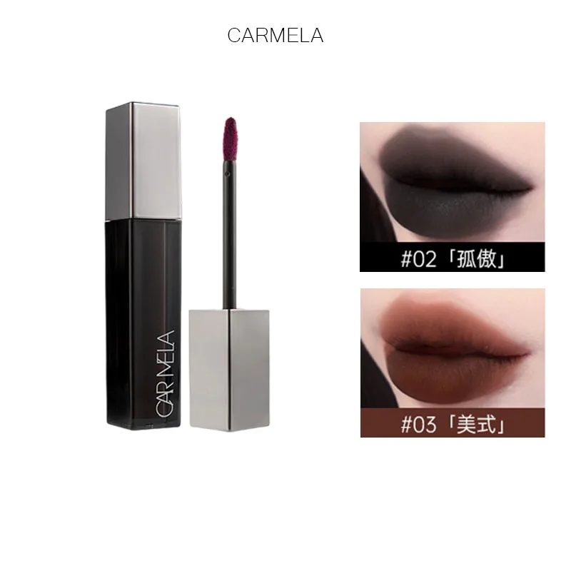 

CARMELA Lipstick Matte Nude Velvet Waterproof Long-lasting Non-Stick High-capacity 6.5g Purple Black Lips tint Makeup Cosmetics