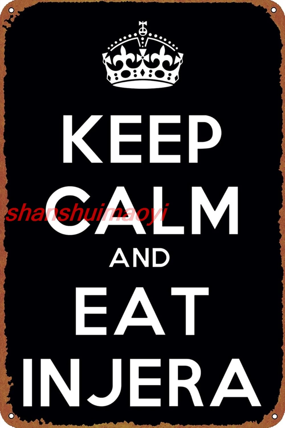 Keep Calm And Eat Injera H Anime Poster Tin Metal Sign Vintage Wall Plaque Decor 8x12 Inch KYH