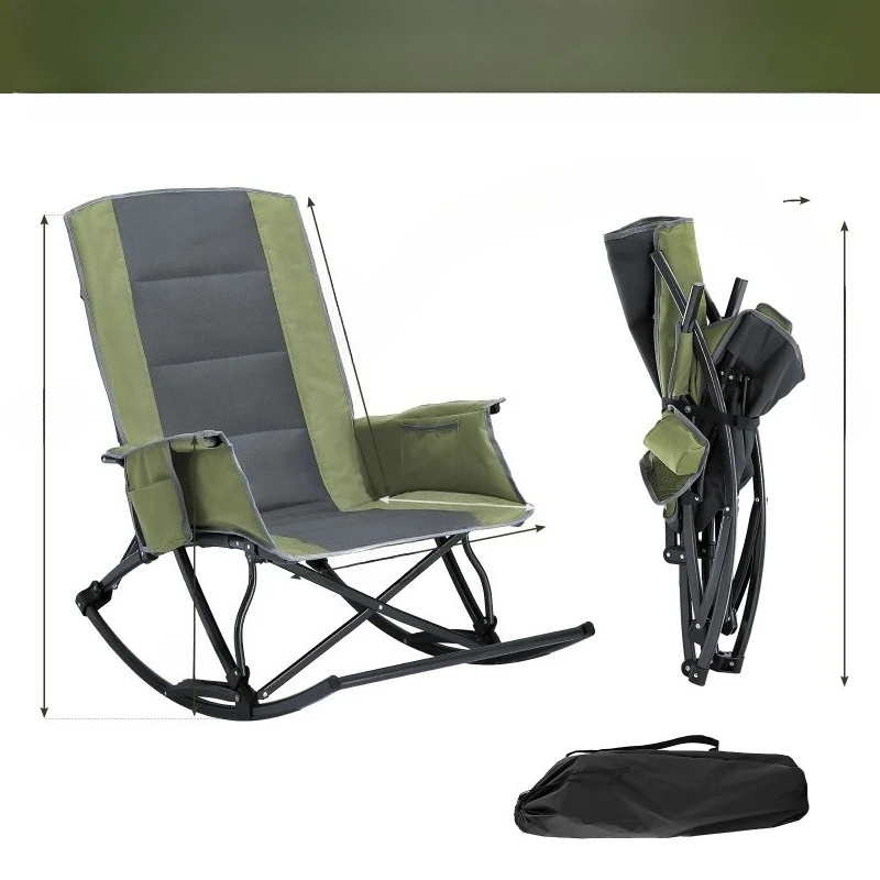 Rocking Camping Chair for Adults, Folding Outdoor Rocking Chair with Foot Rest, 330 lbs Capacity, Camp Chairs for Lawn