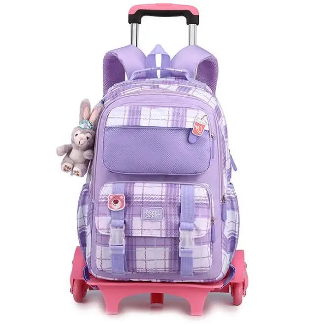 

Primary School Rolling Bag With Wheels School Wheeled Backpack for girls School Trolley Bags For Girls Schoolbag Satchel Wheels