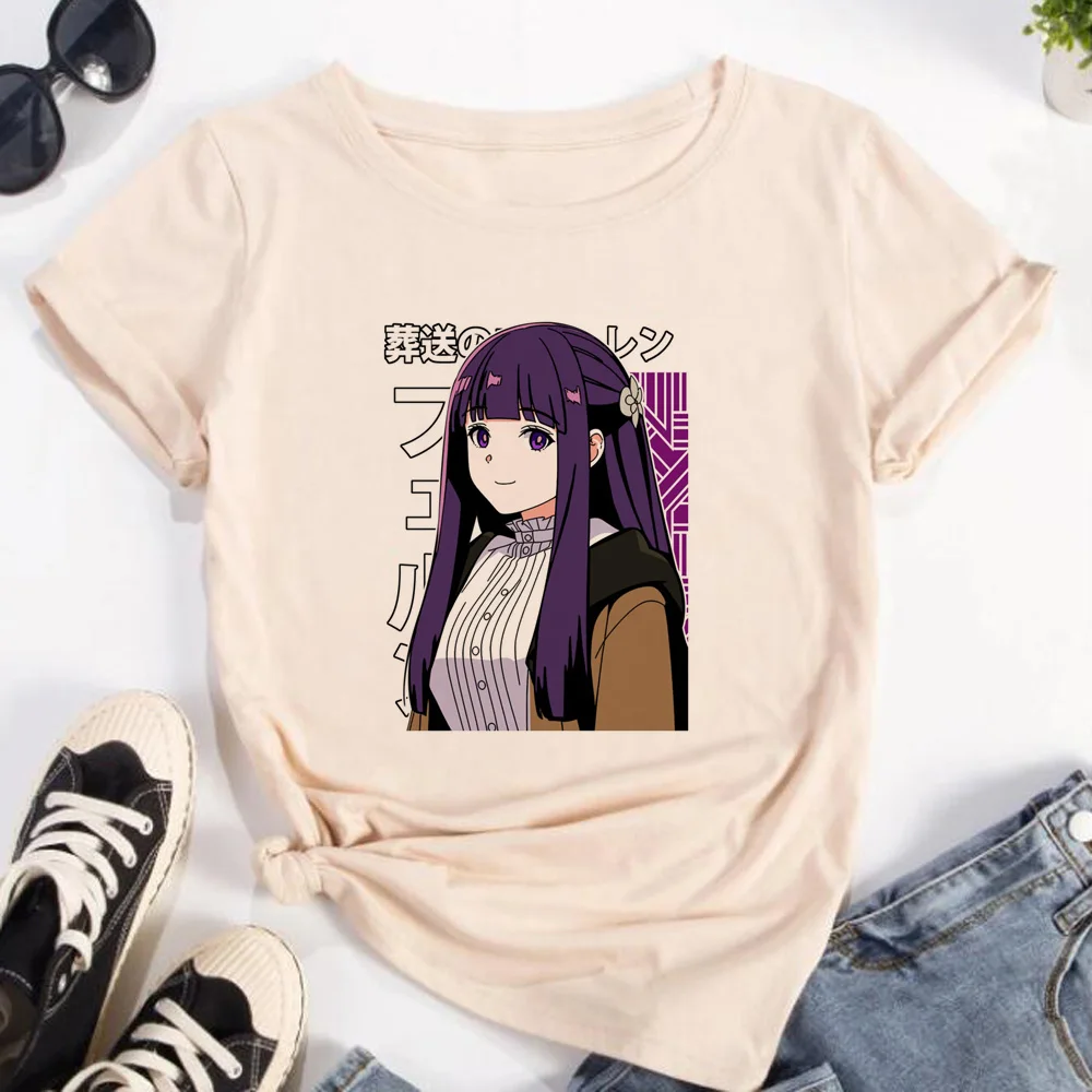 Camiseta de Frieren para mujer, ropa de calle de anime, camisetas divertidas para niña, ropa de diseñador y2k