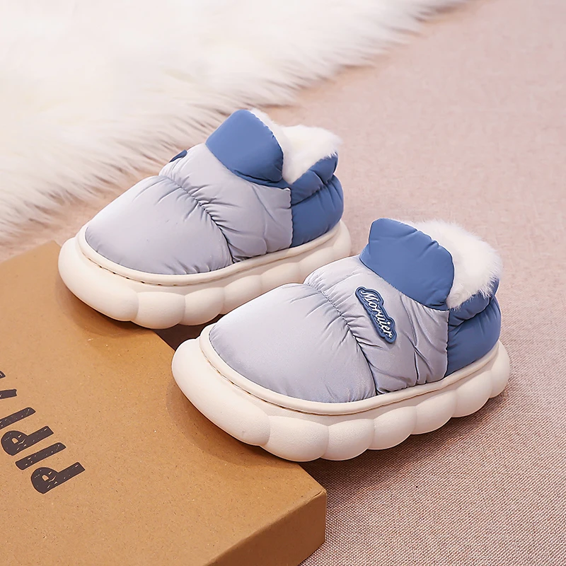 

Winter Children's Cotton Slippers with Heels, Family Cotton Shoes for Kids, Big-sized Warm Fleece Cotton Shoes for Toddlers