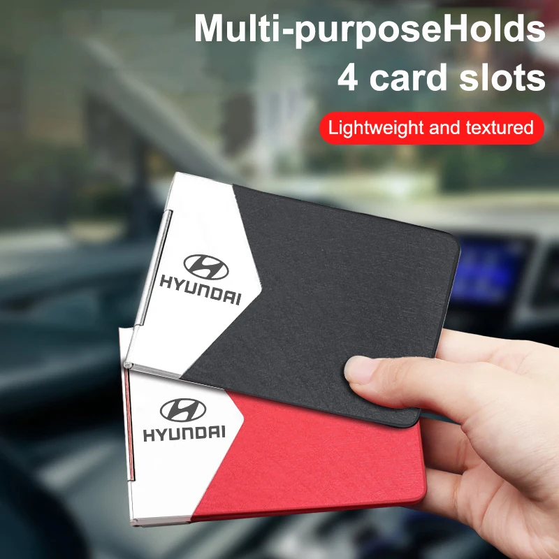 حامل بطاقة رخصة قيادة السيارة من الألومنيوم حافظة ائتمان معرف رفيعة لسيارة Hyundai HB20 KONA i20 i10 IONIQ Elantra Palisade Sonata Grandeur