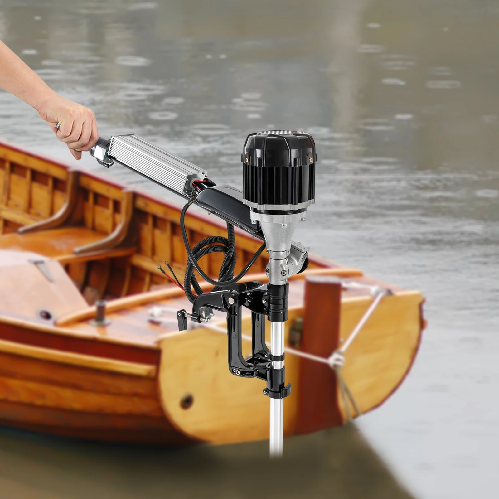 Electric Outboard Brushless Motor, Fishing Boat, Trolling Propeller, Short Shaft, 12Km, H, 4800rpm, 48V, 1000W