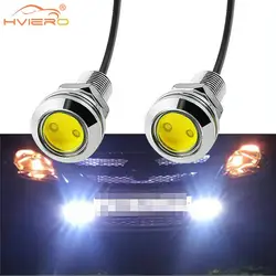 2 pçs drl 18mm carro olho de águia prata escudo drl led luzes diurnas led 12v backup invertendo sinal estacionamento lâmpada automóveis