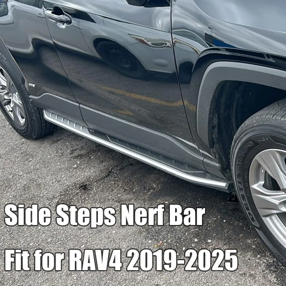2Pcs Fixed Running Boards Fixed Side Steps fits for Toyota RAV4 RAV-4 2019-2024 2025 Foot Step Textured Anti-Slip