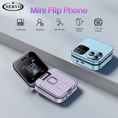 서보 I16 프로 미니 플립폰 – 2G GSM 듀얼 SIM, 스피드 다이얼, 비디오 플레이, 매직 음성, 3.5mm 잭, FM 기능 탑재