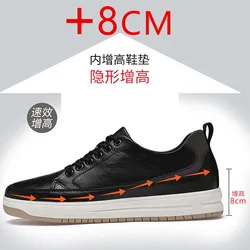 New Men Sneakers Elevator Shoes Comfortable Leather Heightening Shoes For Men Insole 6cm Heels Casual Lift Height Shoes Man