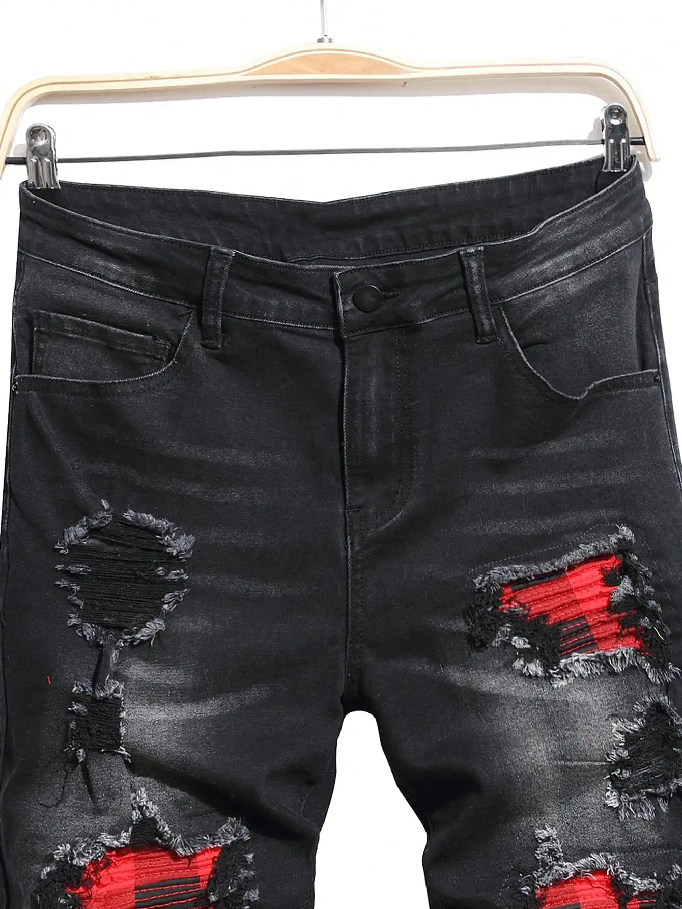 Summer Stretchy Washed Men Denim Shorts Casual Fashion Streetwear Ripped Hole Patchwork Distressed Male Straight Jeans Shorts