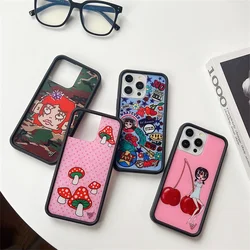 Wildflower 3D Mushroom Cherry Wild Girl Phone Case for iPhone 15 14 13 12 16 17 Pro Max Air Plus ins WF Metal Cartoon Cover