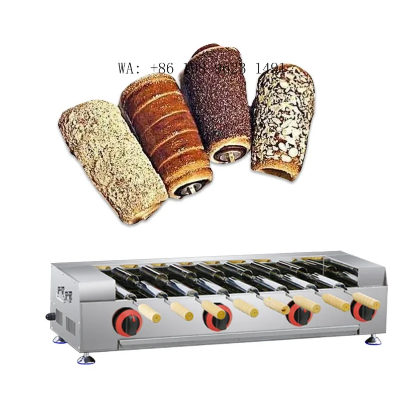 

8pcs Stainless Steel Stick Commercial LPG Chimney Cake Roller Oven Kurtos Kalacs Baking Equipment for Street Food
