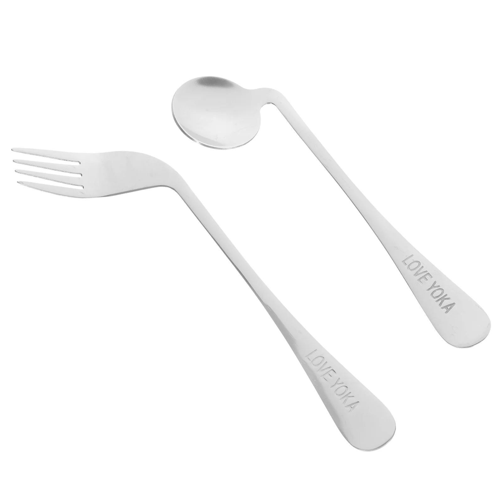 Elbow Fork Spoon Noodles Metal Disabled Silverware Curved Ergonomic Stainless Steel Angled Assist Tableware Baby Feeding