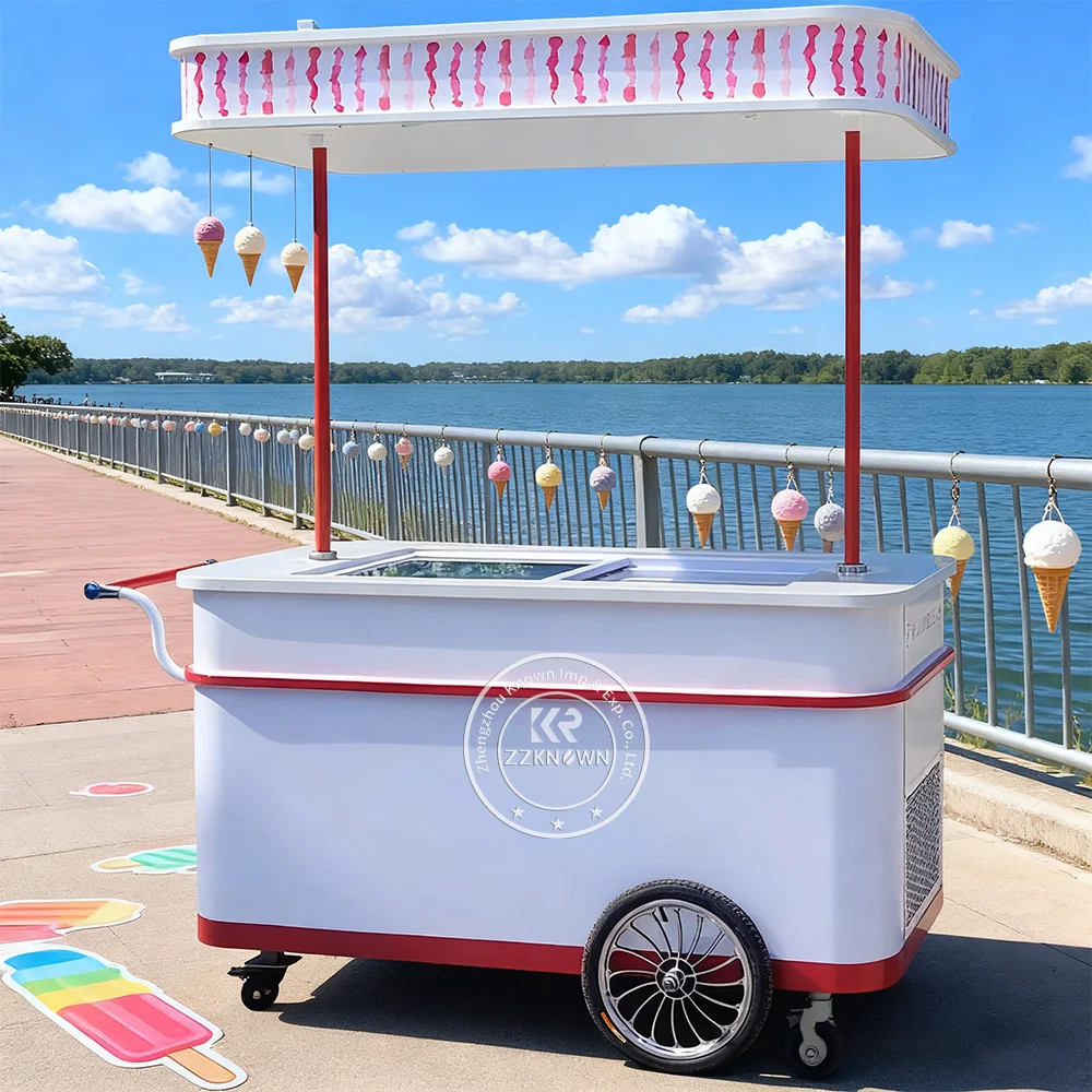 

Gelato Ice Cream Cart Display Case Mobile Food Cart Flower Cart Outdoor Flower Cart Street Food Push Cart
