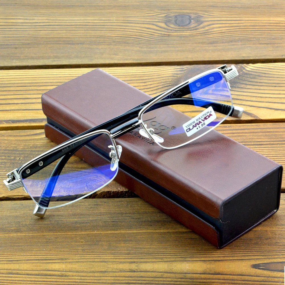 Titanium Alloy TR90 Temple Business Portable Aspherical Anti Fatigue Multilayer Coating Business Men Reading Glasses +0.75 To +4