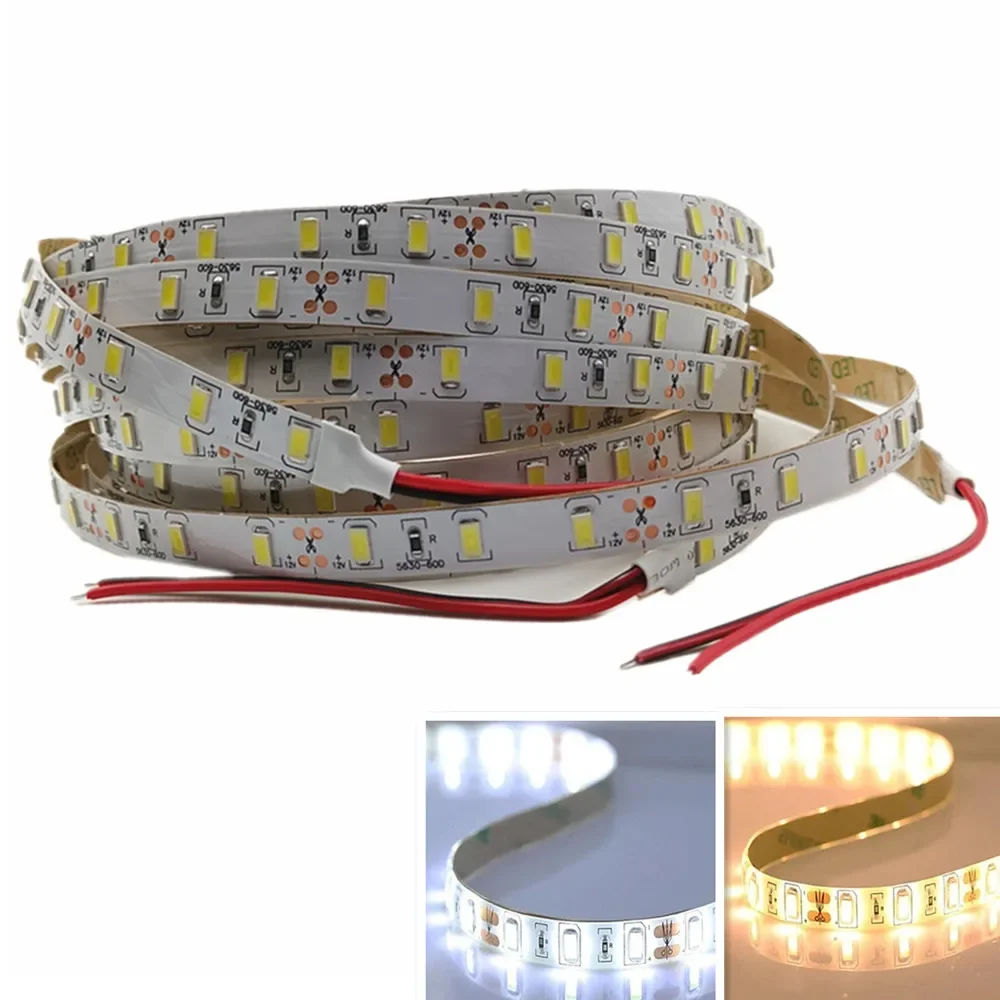 

5m DC 12V Flexible LED Strip light 5630 SMD ip20 Non-Waterproof 300LEDs High Bright 10mm LED Tape