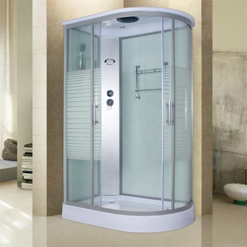 &c Luxury Square Sliding Brushed Frame Shower Cabin Hydromassage Roof Lamp Background Lights Steam Function Quadrant