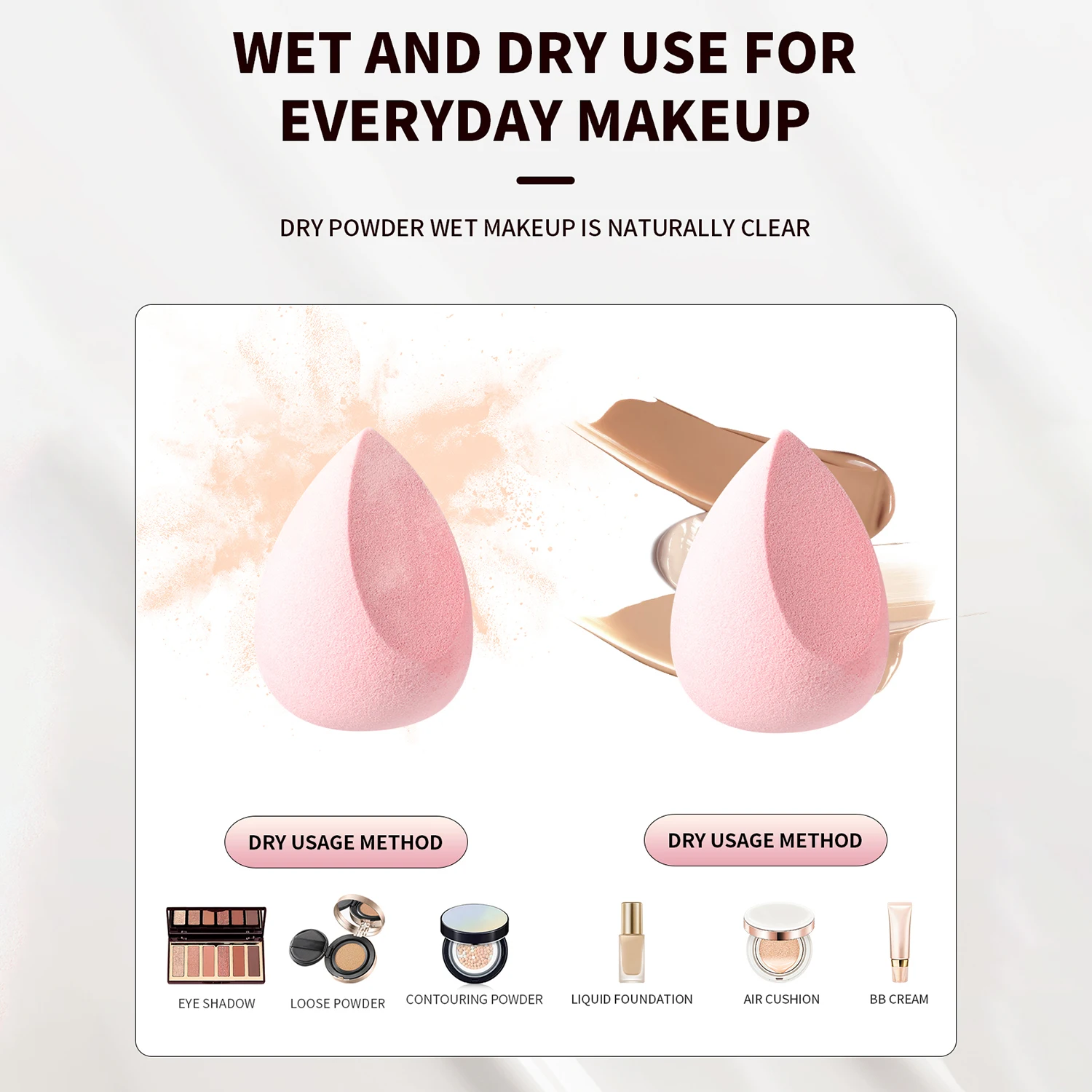 หยดน้ํารูปความงามไข่แป้งพัฟหลวมการตั้งค่าฟองน้ํารูปร่าง Foundation ผสมฟองน้ําความงาม Liquid ครีมและแป้ง