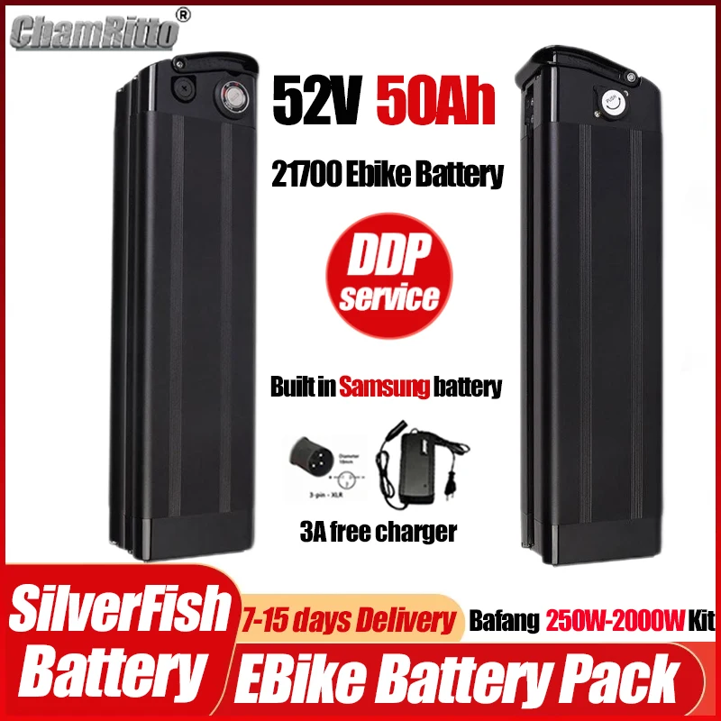 Electric bicycle SilverFish batterie 52 Volt 40ah bicicleta elétrica 1000w Duotts S26 Battery 20ah 30ah 50ah 52v2000w Litio Accu