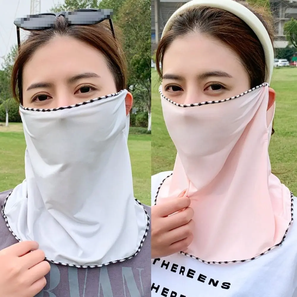 Face Balaclava Scarf Breathable lce Silk Bandana Elastic Hanging Ear Cycling Balaclava Cool Face Scarf Men Women