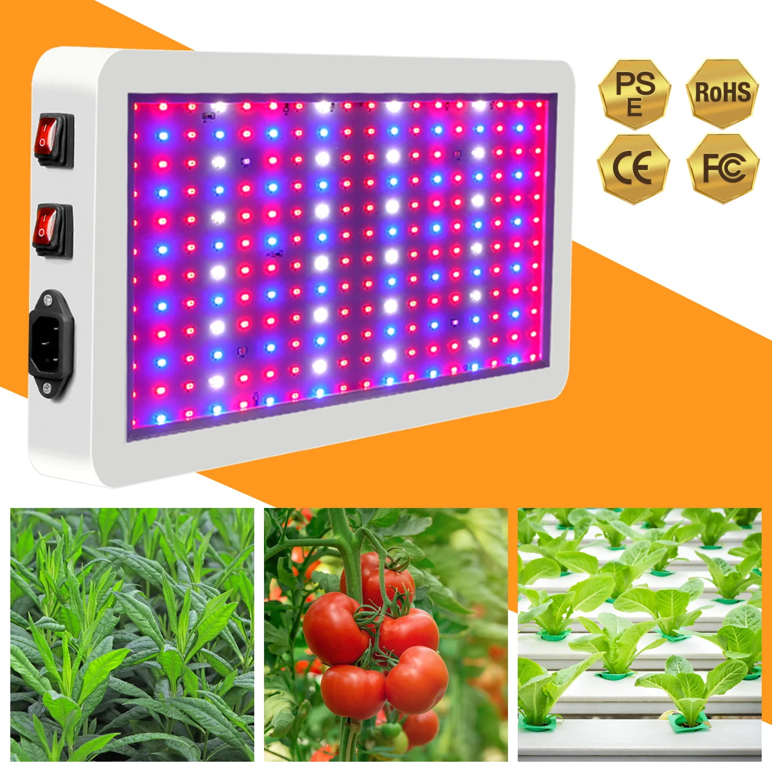 2000W Grow Light LED Full Spectrum Lamp with Double Switch For Plants Lighting Growth Bulb Fitolampy Indoor Seedlings Flower