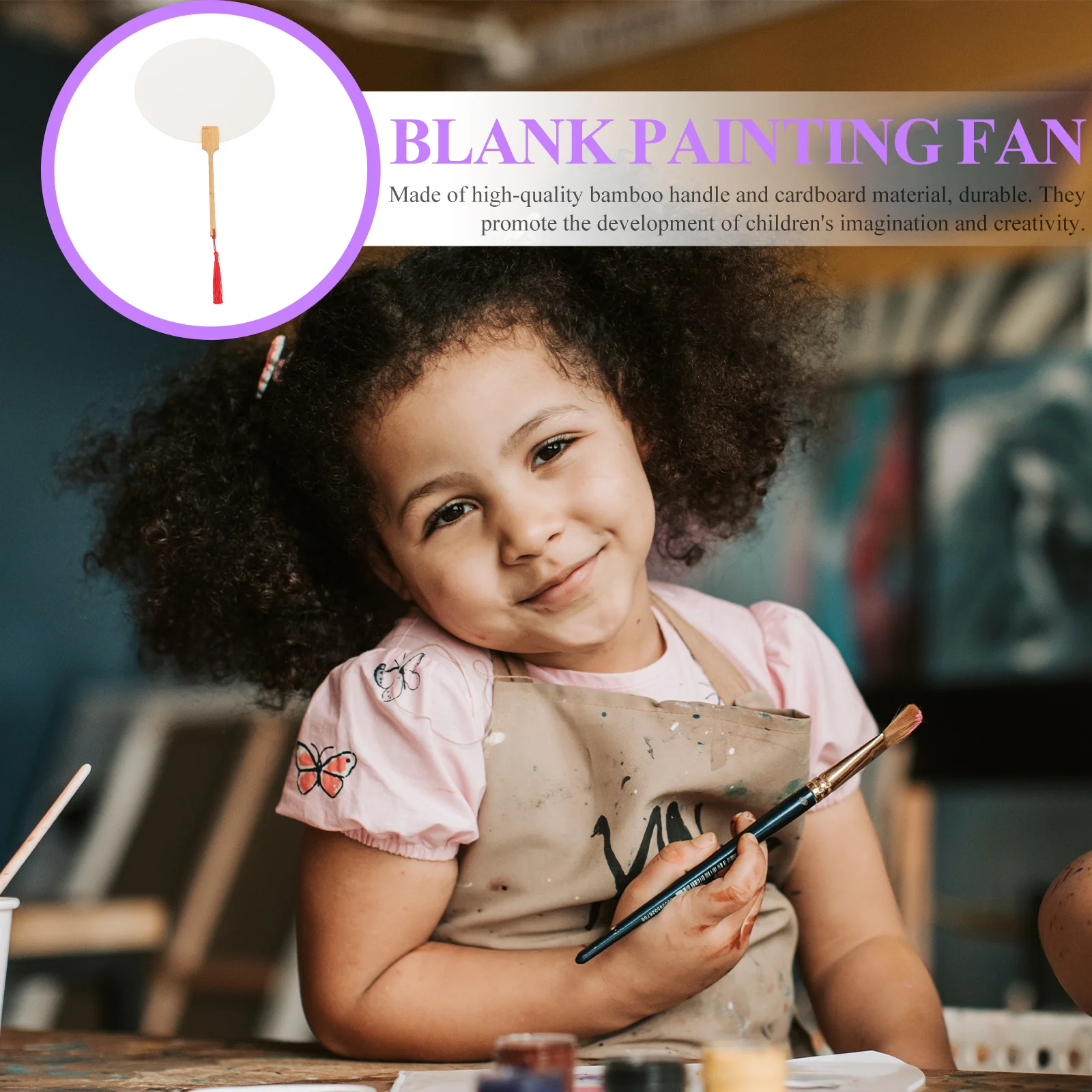 

2Pcs DIY Wooden Blank Fans Kids Painting Graffiti Drawing Accessory Classic Chinese Style Craft Art Supplies Creative