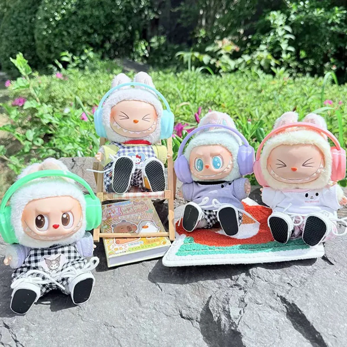 Mini Plush Doll Headset Decoration for Labubu I II Fashion Earphone DIY Doll Accessories Gift