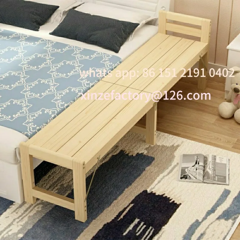 Customizable Wide-fit, joinable folding bed sheet Single bed with safety rails Solid wood bed frame with extended side rails