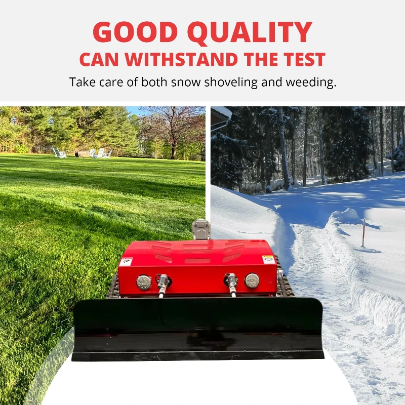 جزازة العشب التي يتم التحكم فيها عن بعد مع مجرفة الثلج، أرض المراعي منحدر الحديقة، جزازة العشب الآلية الزراعية، جزازة العشب متعددة الوظائف #6