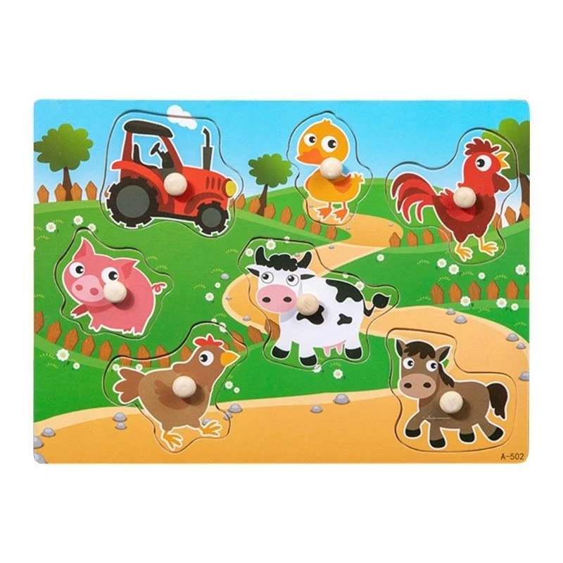 

Farm Animal Wooden Puzzle for Toddlers Ages 3-6 Educational Tool Easy Hold