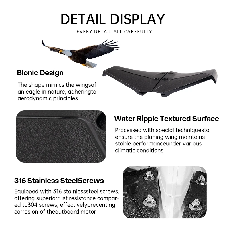 Outboard Hydrofoil Stabilizer, Hydro Stabilizer,Hydro Stabilizer Professional Plastic Hydrofoil Stabilizer Accessory for 4 to Ou