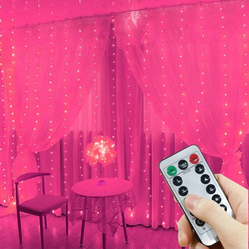 3M/4M/6M LED luci stringa tenda 8 modalità Remote Christmas Fairy Lights ghirlanda casa all\'aperto per la decorazione del giardino della festa