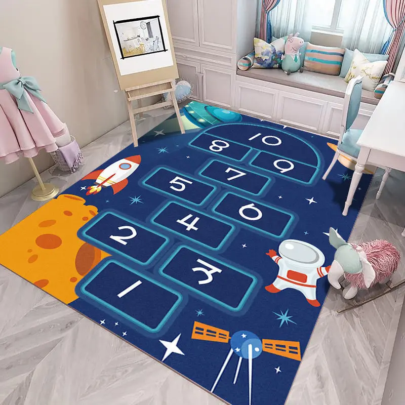 VIKAMA Cute Crystal Felt Rug  Early Education Kindergarten Baby Toddler Crawling Mat Cartoon Bedroom Side Cushion for Home Decor