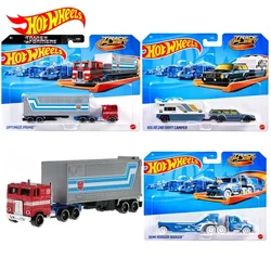 Original Hot Wheels Car Track Fleet Transformers 1/64 Diecast Boys Toys Optimus Prime Volvo 240 Drift Camper Semi Rodger Dodger