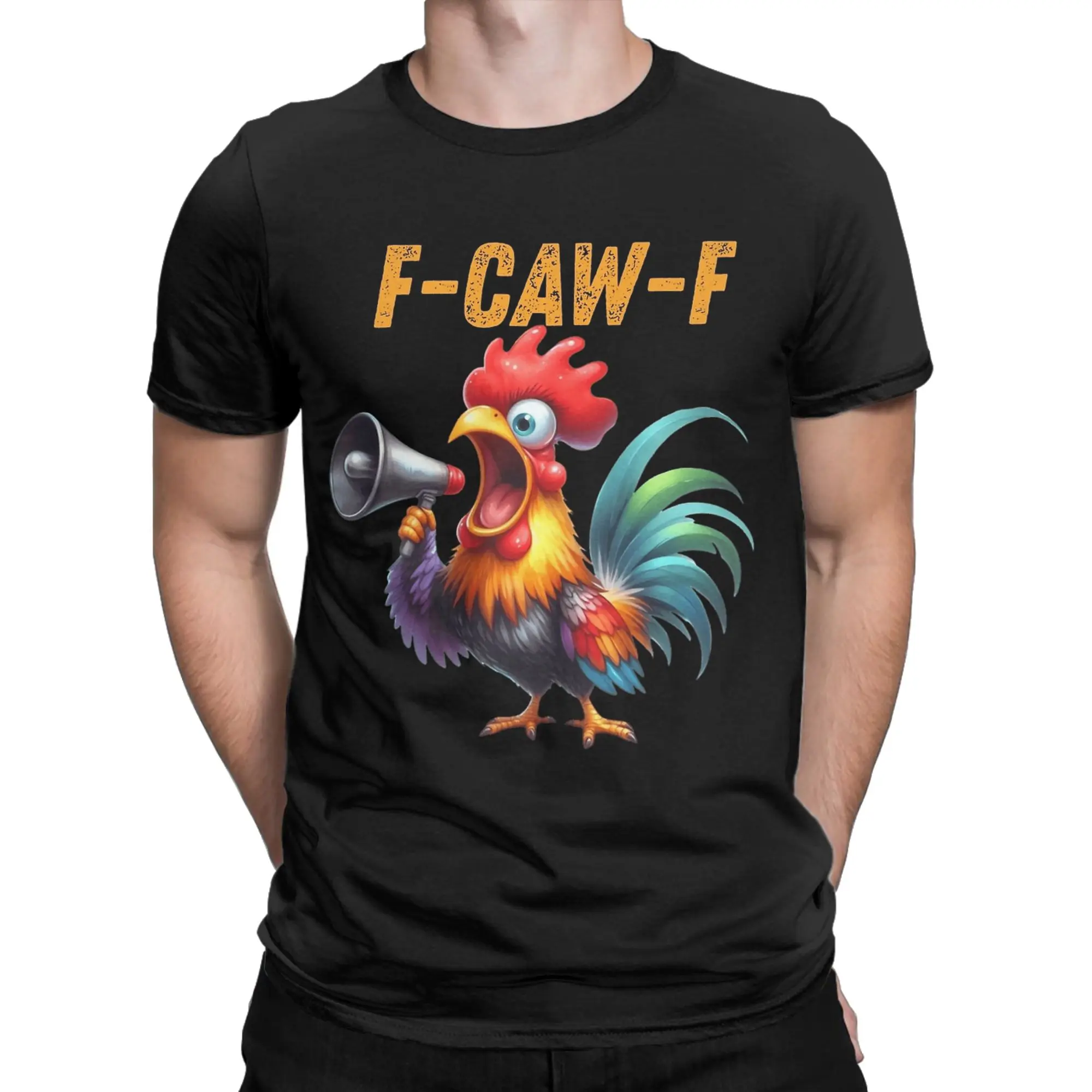 

Men's F Caw F Funny Rooster Chicken Meme T Shirt Pure Cotton Clothing Vintage Short Sleeve O Neck Tees 4XL 5XL T-Shirt