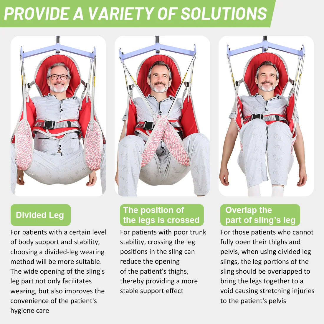 Ehucon Patient Harness Lift Hygiene Sling Medical Hoist Elderly Transfer Commode Toileting Aid with Head Support SWL 230kg