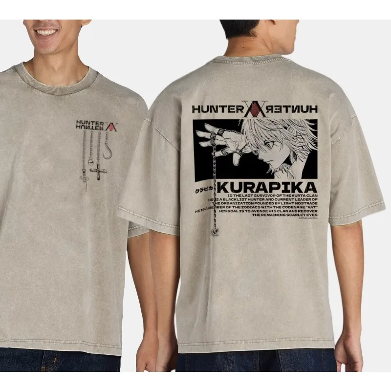 

Summer Men's Washes T-shirts Japanese Anime Hunter X Hunter Graphic Clothing HarajukuY2K Oversized 100% Cotton Half-sleeve Tops